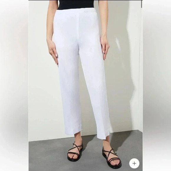 NWT Ming Wang Knit Ankle Pant White size Large - Picture 1 of 13